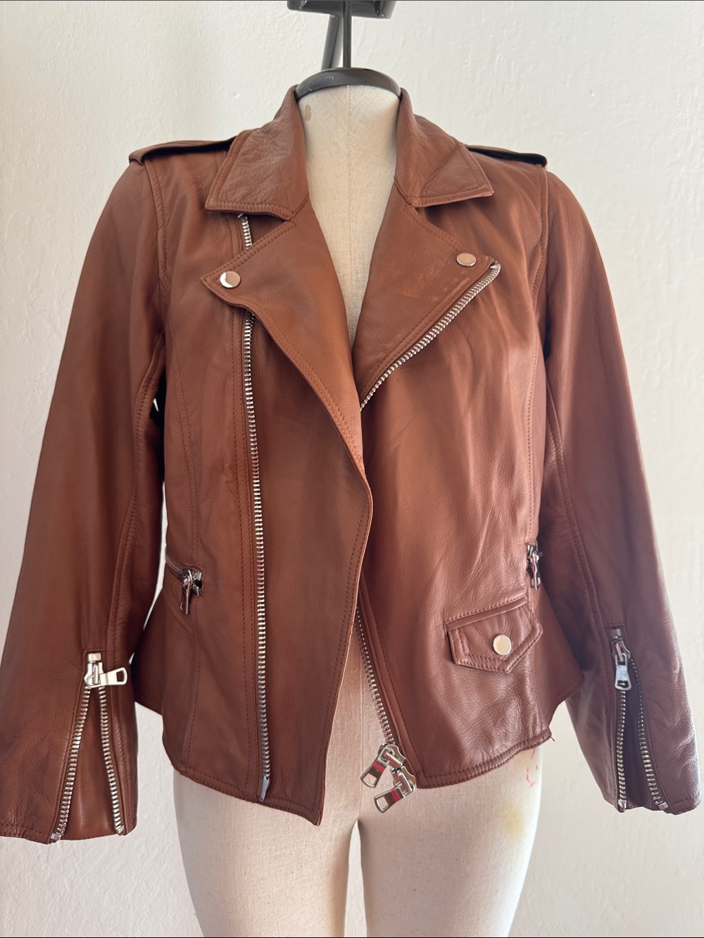 Gorgeous 3.1 Phillip Lim Women's Brown Lambskin Moto Jacket